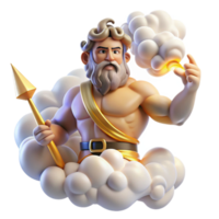 impressive minimalist A powerful Zeus hurling a lightning bolt from Mount Olympus, surrounded by swirling clouds and vibrant light, Greek pottery style 4K png