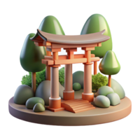 impressive minimalist A Shinto shrine in a forest clearing, soft dappled light, serene, original png
