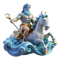 beautiful abstract Poseidon, God of the Sea, commanding a tempestuous ocean from his chariot pulled by hippocamps, dramatic Baroque style premium png
