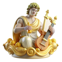magnífico minimalista uma radiante Apollo jogando uma dourado lira, cercado de a musas em montar Hélicon, renascimento pintura estilo exclusivo png