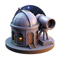 impressive minimalist An abandoned observatory with a large telescope, starry night sky, mysterious, professional png