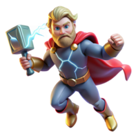 impressive rustic A powerful Thor summoning lightning with Mjolnir, dynamic comic book style, vibrant colors professional png