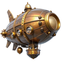 wonderful artistic A majestic steampunk airship, copper and brass, intricate gears exposed, illuminated by a warm, setting sun, detailed rivets and ornate carvings high resolution png