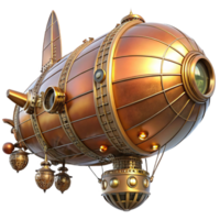 serene rustic A majestic steampunk airship, copper and brass, intricate gears exposed, illuminated by a warm, setting sun, detailed rivets and ornate carvings 4K png