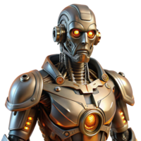 impressive classic A steampunk cyborg, with intricate mechanical augmentations and glowing eyes, dramatic chiaroscuro lighting, cyberpunk influences high resolution png