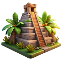 extraordinary modern An ancient Mayan pyramid, intricate carvings, lush jungle setting, sunset, dramatic lighting, realistic style exclusive png