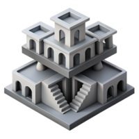serene artistic A gravity-defying Escher-esque building, impossible angles, monochrome palette, surreal atmosphere, optical illusion style premium png