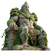 extraordinary modern A colossal statue of a forgotten god, crumbling stone, overgrown with vines, dramatic lighting, ancient civilization style authentic png
