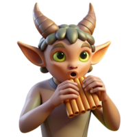 wonderful vintage A mischievous satyr playing a pan flute in a sun-drenched forest glade, illuminated by dappled sunlight. Impressionist style original png