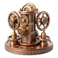 extraordinary classic An intricate clockwork tower, gears and cogs, steampunk style, intricate details, brass and copper finish high resolution png