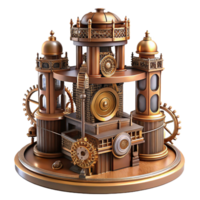 impressive rustic An intricate clockwork tower, gears and cogs, steampunk style, intricate details, brass and copper finish high resolution png