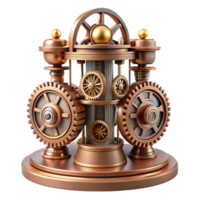serene creative An intricate clockwork tower, gears and cogs, steampunk style, intricate details, brass and copper finish detailed png