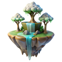 wonderful minimalist A floating island with a single tree, waterfalls cascading down, ethereal lighting, fantasy setting exclusive png