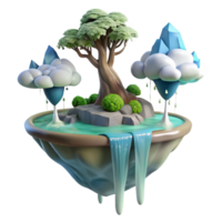 magnificent creative A floating island with a single tree, waterfalls cascading down, ethereal lighting, fantasy setting exclusive png