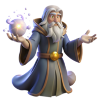 stunning classic A wise old wizard casting a spell in a mystical forest, surrounded by swirling particles of magic, illuminated by an ethereal glow. Digital painting style professional png