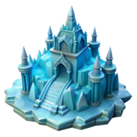 impressive traditional An intricate ice palace, carved from a glacier, intricate details, cool blue lighting, winter setting high quality png