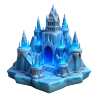 vibrant minimalist An intricate ice palace, carved from a glacier, intricate details, cool blue lighting, winter setting high quality png