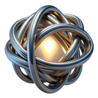 extraordinary traditional Intertwined metallic wires forming abstract shapes, illuminated by a single spotlight, industrial design aesthetic high quality png