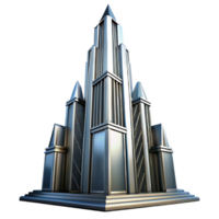 elegant rustic Art Deco skyscraper, chrome and glass, sharp lines, volumetric lighting, high contrast, low angle view high resolution png