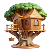 elegant creative A treehouse built into a giant sequoia, warm wood tones, natural lighting, whimsical style, close-up view authentic png