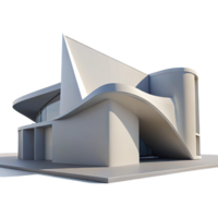 dramatic rustic A modern art museum with sharp angles and curved walls, white and grey concrete, minimalist style, soft natural light genuine png