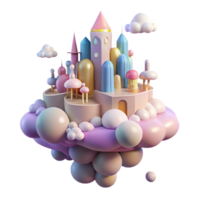 beautiful creative A floating city in the clouds, pastel colors, dreamlike atmosphere, whimsical style, soft lighting high quality png