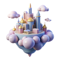 stunning contemporary A floating city in the clouds, pastel colors, dreamlike atmosphere, whimsical style, soft lighting high quality png