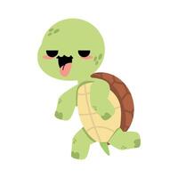 Tired cartoon turtle running in a race vector