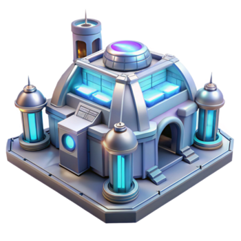 deslumbrante criativo uma futurista pesquisa instalação com brilhando luzes e limpar \ limpo linhas, estéril atmosfera, ficção científica estilo, Largo ângulo lente Prêmio png