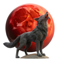 vibrant abstract A lone wolf howling at a blood-red moon amidst a swirling snowstorm, dynamic pose, dark fantasy style authentic png