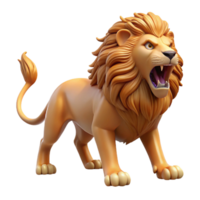 elegant modern A roaring lion with a flowing mane, golden light, regal and powerful pose, realistic style professional png