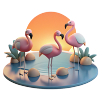 impressive abstract A group of flamingos standing in a shallow lake, pastel sunset, serene atmosphere, minimalist style exclusive png