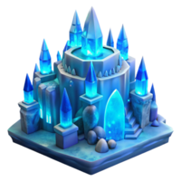 serene minimalist Ice castle, intricate ice sculptures, glowing blue light, magical atmosphere genuine png