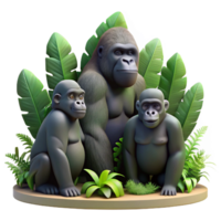 extraordinary rustic A family of gorillas in a dense jungle, realistic details, dappled sunlight, nature documentary style detailed png