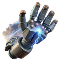 elegant minimalist A giant robot hand reaching down from a stormy sky, dramatic lighting with lightning strikes, sci-fi style authentic png