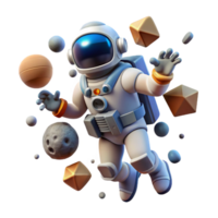beautiful minimalist A lone astronaut floating in space surrounded by technological debris, realistic lighting, space opera style professional png
