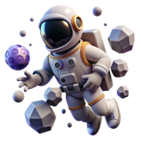 elegant artistic A lone astronaut floating in space surrounded by technological debris, realistic lighting, space opera style premium png