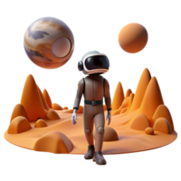 impressive abstract A solitary figure in a VR headset exploring a desolate alien planet, muted orange lighting, sci-fi style original png