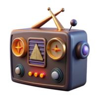 serene artistic A vintage radio emitting strange symbols and glyphs, dim mysterious lighting, occult style professional png