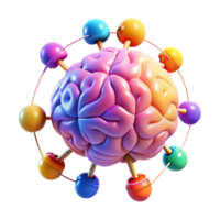 elegant contemporary A network of interconnected brains floating in a digital space, vibrant multicolored lighting, abstract style original png