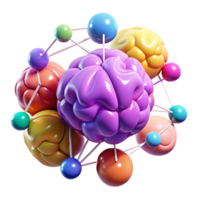 impressive traditional A network of interconnected brains floating in a digital space, vibrant multicolored lighting, abstract style high quality png