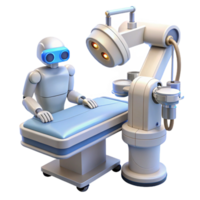 magnificent traditional A futuristic surgical robot performing a delicate operation, sterile white lighting, medical sci-fi style original png