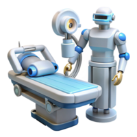 impressive modern A futuristic surgical robot performing a delicate operation, sterile white lighting, medical sci-fi style original png
