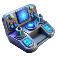 elegant classic A futuristic control panel with glowing buttons and complex displays, dim blue lighting, sci-fi style exclusive png