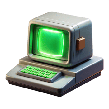 vibrante rústico un Clásico computadora terminal mostrando complejo algoritmos, bañado en el verde resplandor de sus crt monitor, retrofuturista estilo exclusivo png