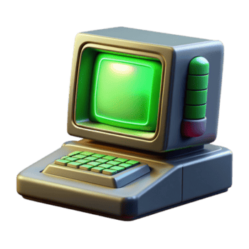 sereno Clásico un Clásico computadora terminal mostrando complejo algoritmos, bañado en el verde resplandor de sus crt monitor, retrofuturista estilo auténtico png