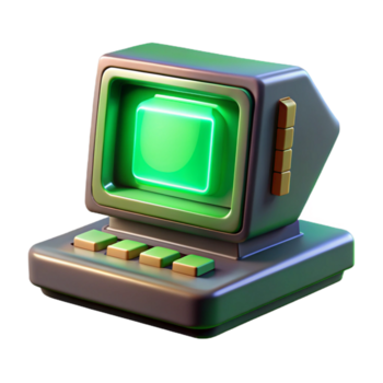 extraordinario clásico un Clásico computadora terminal mostrando complejo algoritmos, bañado en el verde resplandor de sus crt monitor, retrofuturista estilo alto resolución png