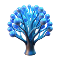 magnificent minimalist A bioluminescent tree with branches made of fiber optic cables, pulsating with soft blue light, fantasy style high quality png