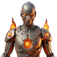 beautiful minimalist A cyborg with intricate mechanical augmentations, lit by the flickering flames of a burning city, dystopian style high resolution png