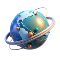 vibrant creative A holographic projection of the Earth, rotating slowly, data streams flowing around it, futuristic style premium png